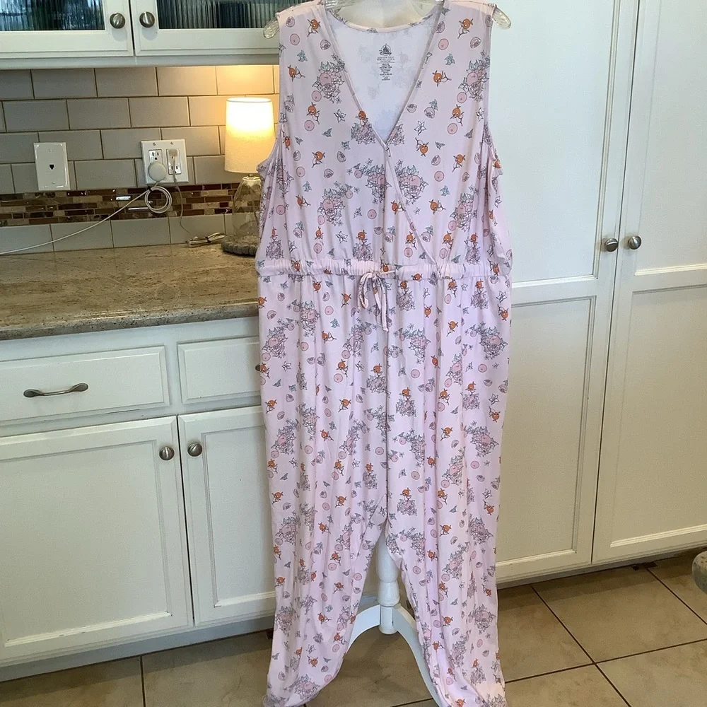Disney Women's Pink Orange Bird Sleeveless Jumpsuit Romper - Size 1X